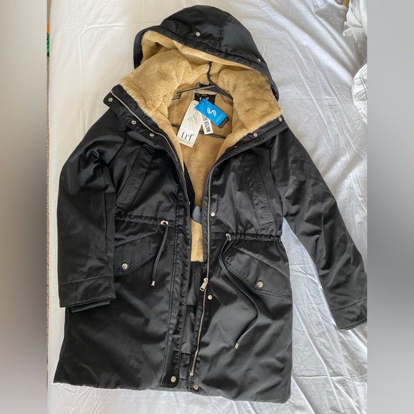 Zara Sorona DuPont thermal fill puffer coat parka jacket “NO faux fur” Black XS - Picture 3 of 16